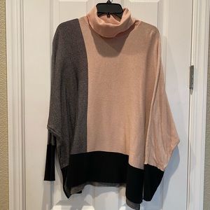 Women’s oversized dolman sleeve cowl neck sweater too in rose, grey and black